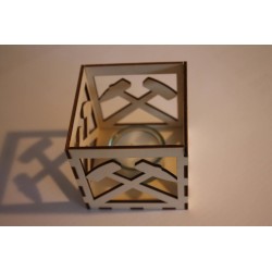 Windlicht Schlägel und Eisen in Birke natur mit Glaszylinder