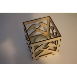 Windlicht Schlägel und Eisen in Birke natur mit Glaszylinder