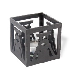 Windlicht Förderturm schwarz, mit Glaszylinder und Teelicht