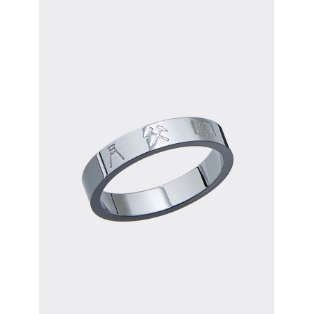 Ring Edelstahl mit Förderturm, Schlägel und Eisen und Lore